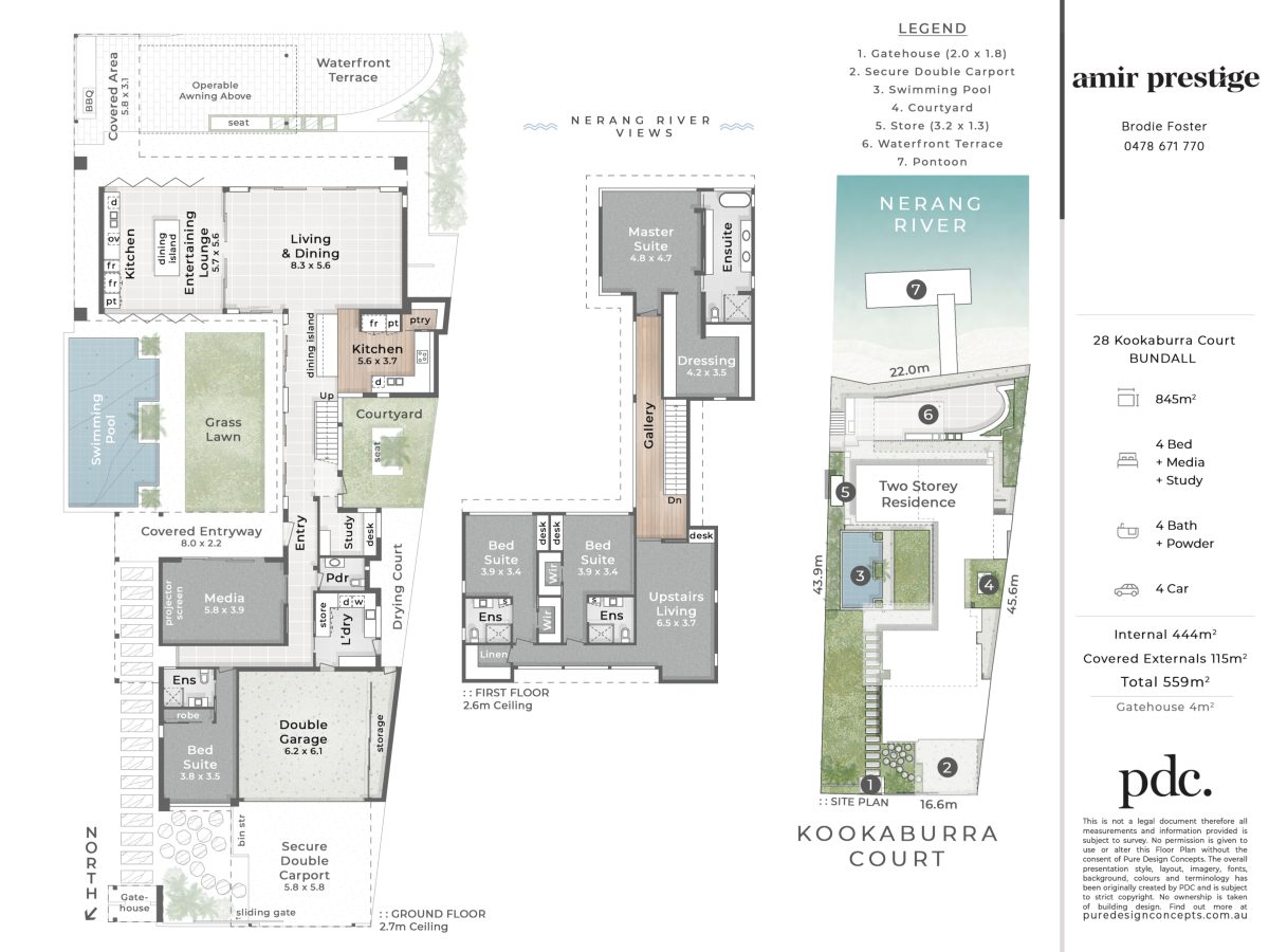 Floor plans for 28 Kookaburra Court, Sorrento including site plan, ground floor, and first floor