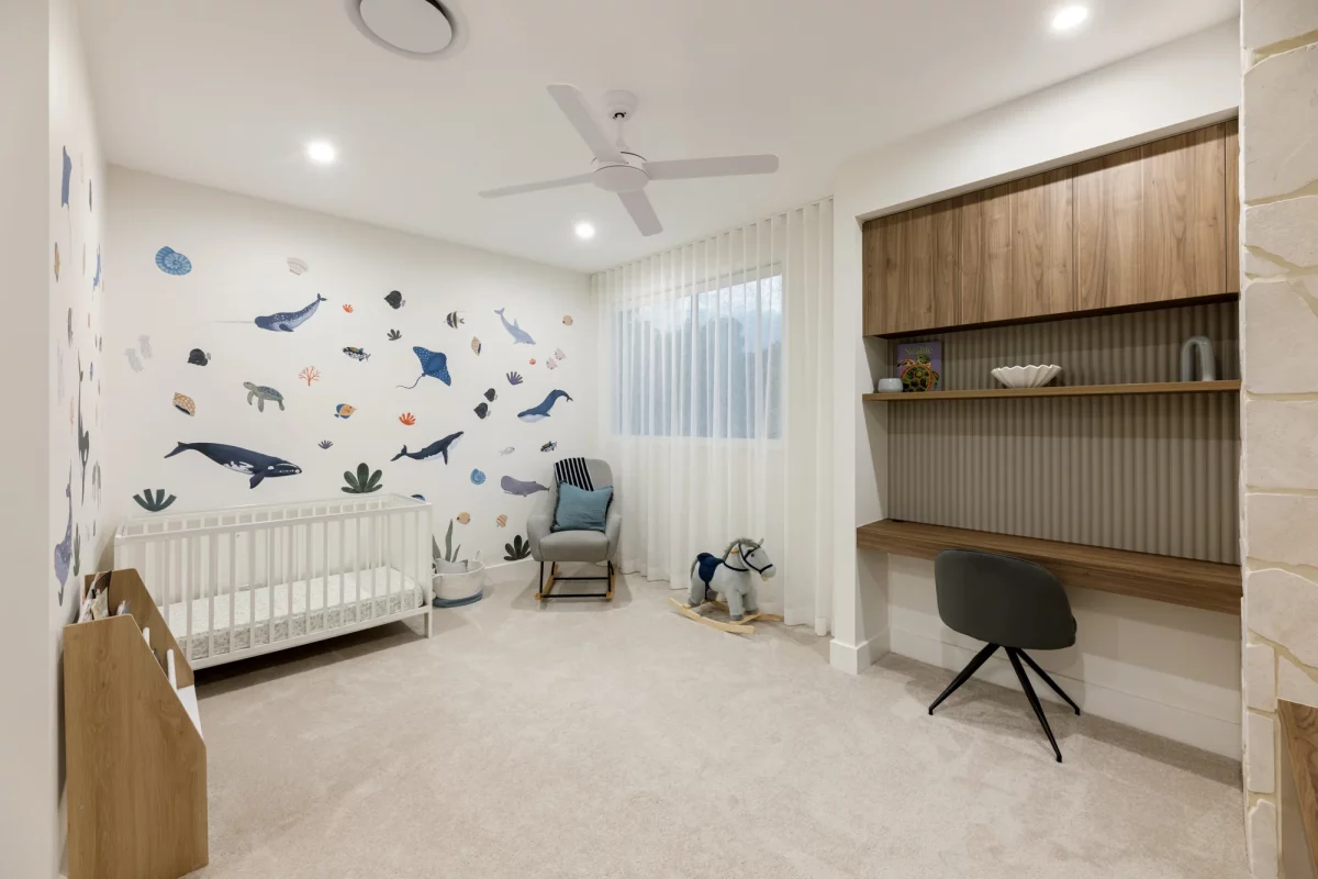 Charming first floor bedroom with sea animal decor and child-friendly features
