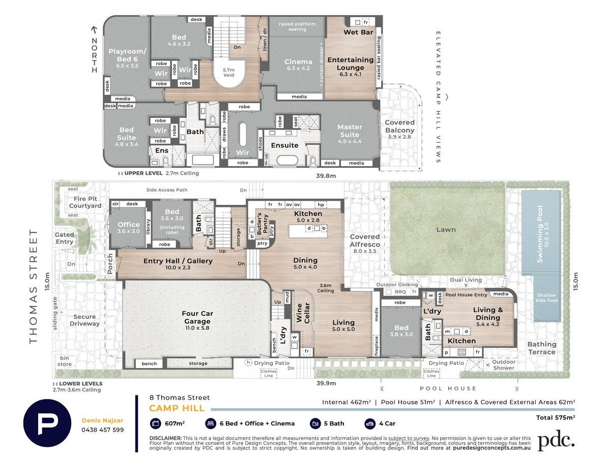 Comprehensive floor plan showcasing the luxurious layout of 8 Thomas Street