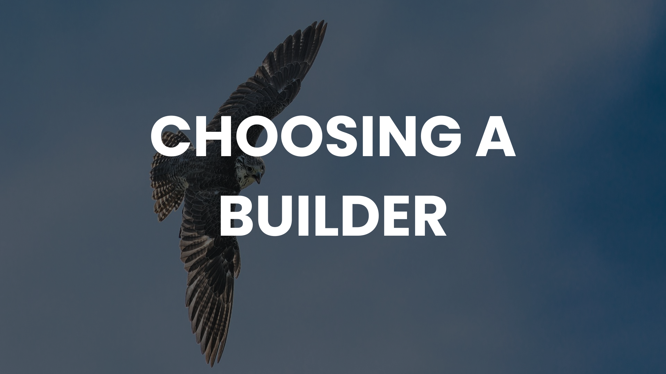 bird flying with text overlaying the image that reads 'choosing a builder'